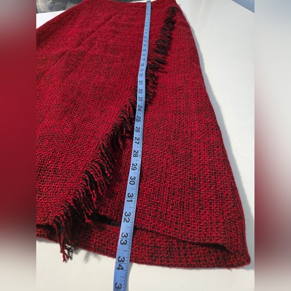 Butterfly Red Tweed Wrap Fringe Skirt S - Picture 9 of 9